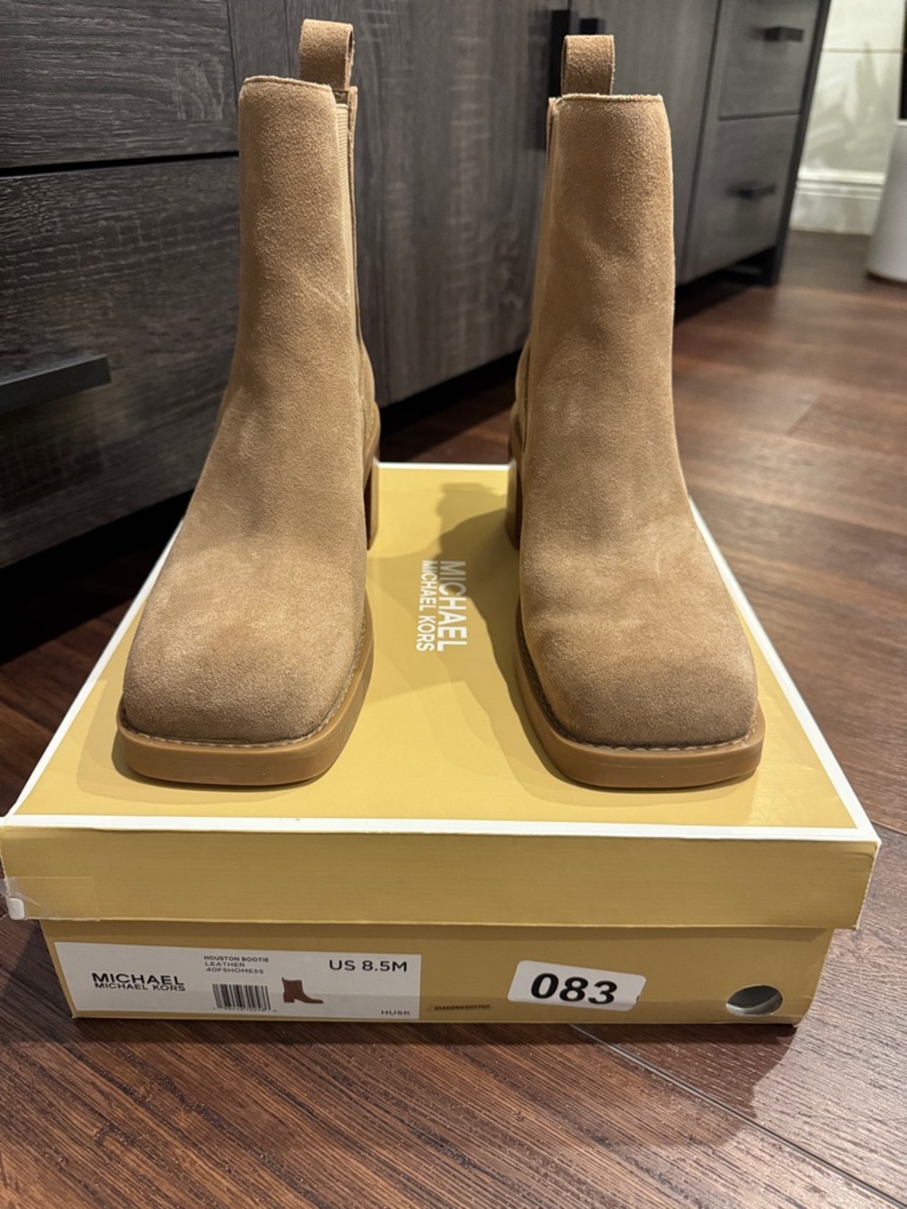 MICHAEL Michael Kors Houston Tan Leather Block Heel Bootie - Picture 5 of 12